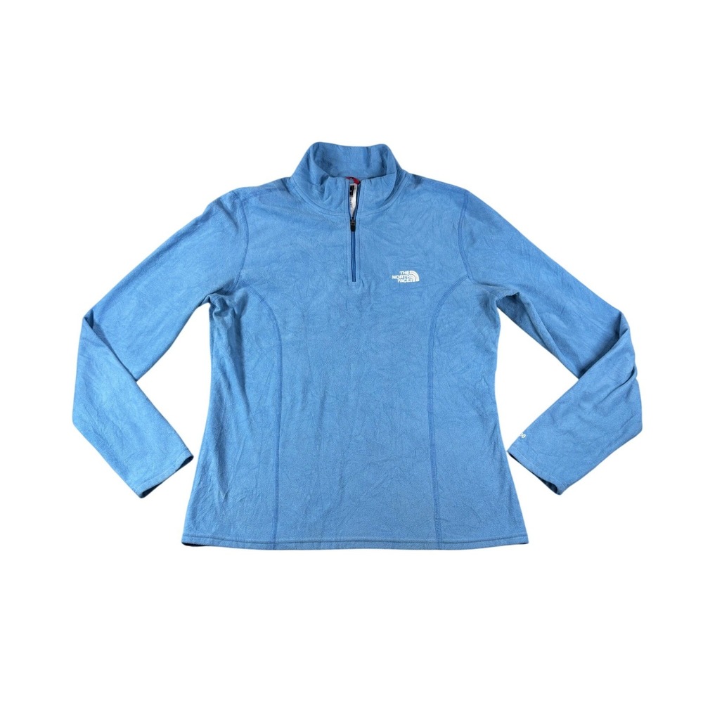 The North Face TKA 100 Womens Quarter Zip Fleece Pullover Blue Medium